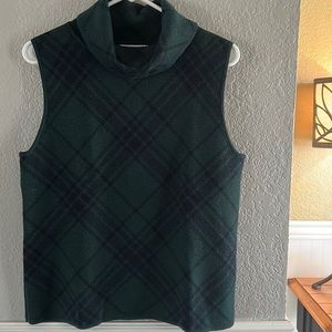 Ladies sleeveless sweater, size L Brand “ Pendleton “ colors navy blue & green